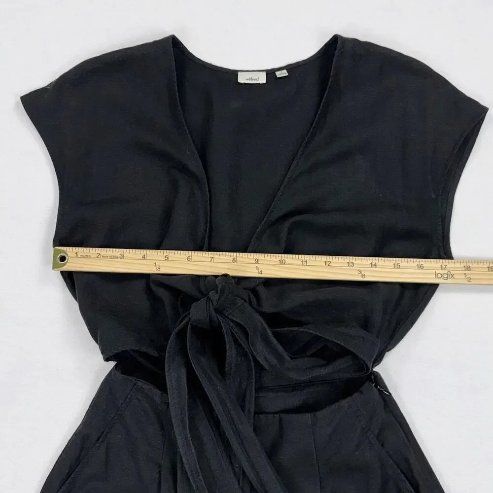 Aritzia Wilfred Brax Linen Blend Cut Out Jumpsuit Women's 2 Black Wide Leg